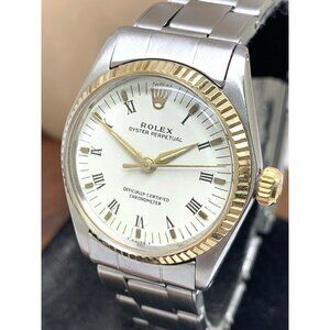 Rolex Speedking Oyster Perpetual 6430 Watch Swiss Wind Steel 14k Bezel 30mm